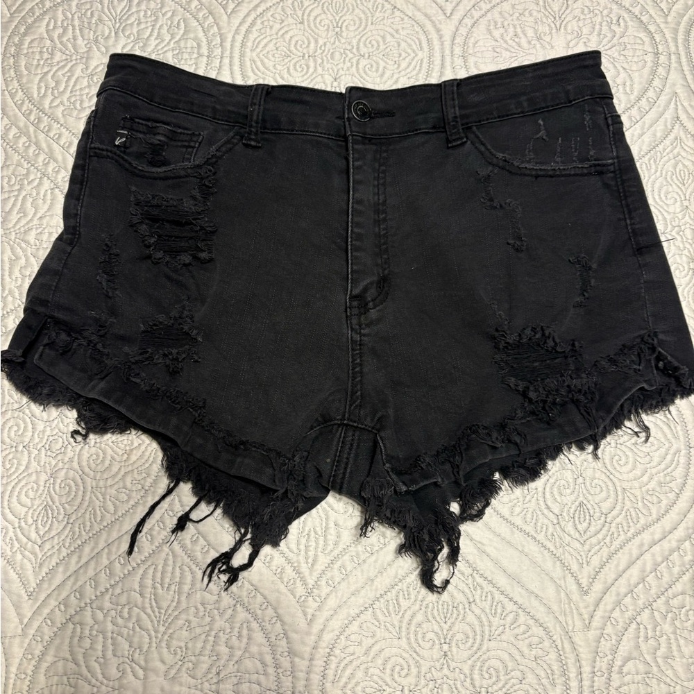 KanCan Black Distressed Women Shorts